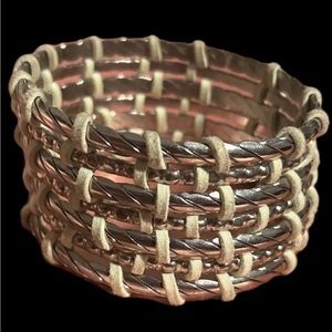 - Bangle cuff intertwined silver bracelet